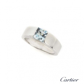 Cartier 18k White Gold Aquamarine Tank Ring